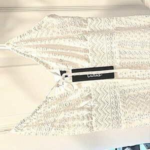 Lulu's Strapless White Lace Dress